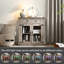 Elegant Small Buffet Cabinet with LED Lights - Space-Saving Small Sideboard with Adjustable Shelf, Glass Doors & Drawer - Modern Kitchen Storage for Coffee, Cups & Essentials-1134002883