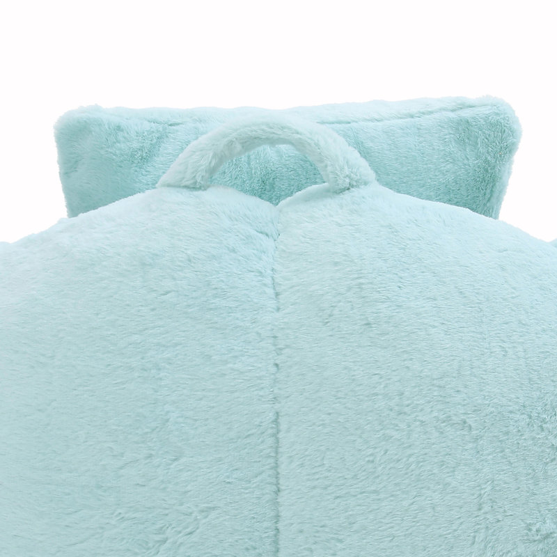 Bean Bag Chair with Footstool, Light Blue