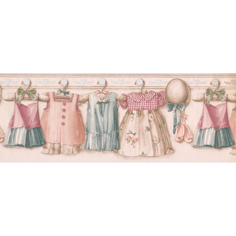 Bordure murale robes sur cintres Ardley, Rose