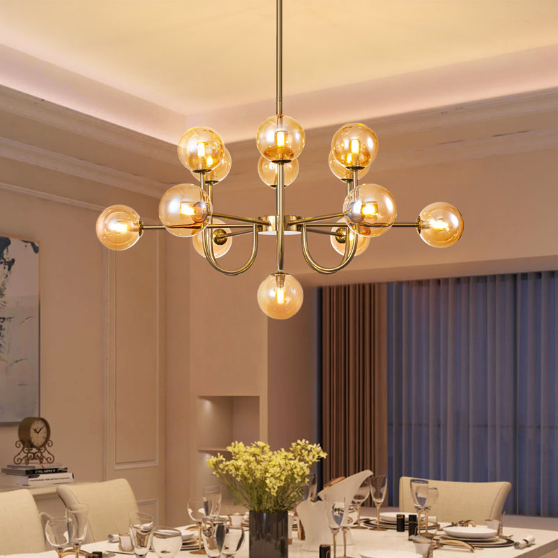 Rael 13-Light Sputnik Chandelier, Gold/Amber