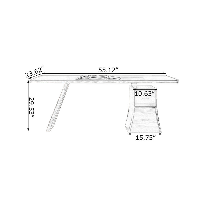 Bureaux rectangulaires en bois massif foncé noyer foncé, Retour à droite, H 29,53 po x l 55,12 po x P 23,62 po