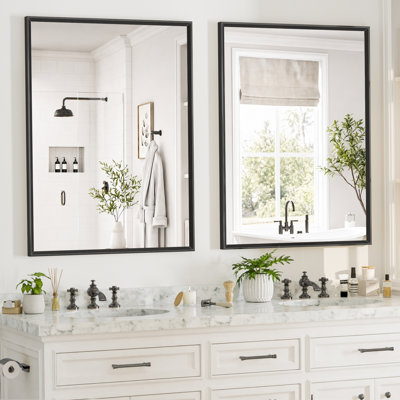 Miroir de salle de bain pour salle de bain avec verre trempé et cadre en aluminium (ensemble de 2)
