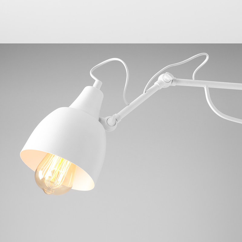 Goldmann Steel Swing Arm Sconce, White, 29cm H x 13cm W x 90cm D