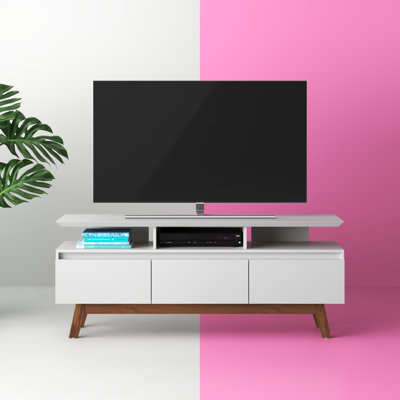 Yonkers Mid-Century Modern TV Stand In White