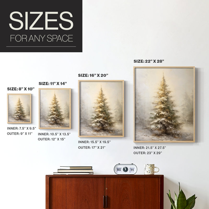 «Christmas Holiday Art Dxxxvii», reproduction d'art encadrée - bois massif, H 21 po x l 17 po, Naturel