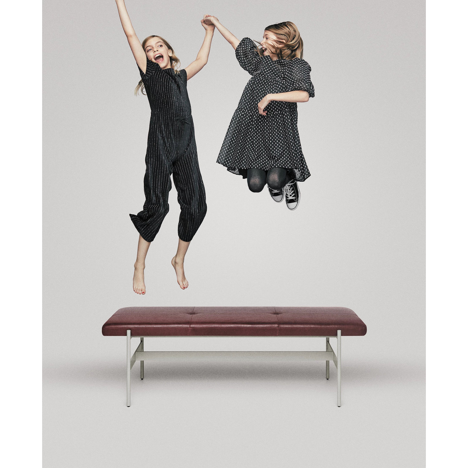 Daybench Genuine Leather Bench, Putty, Grey, 17" H x 55" W x 14" D