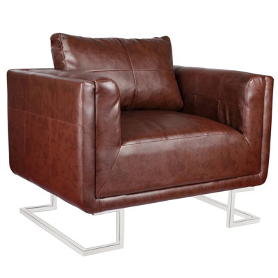 Fauteuil cubique avec pieds en cuir chromé