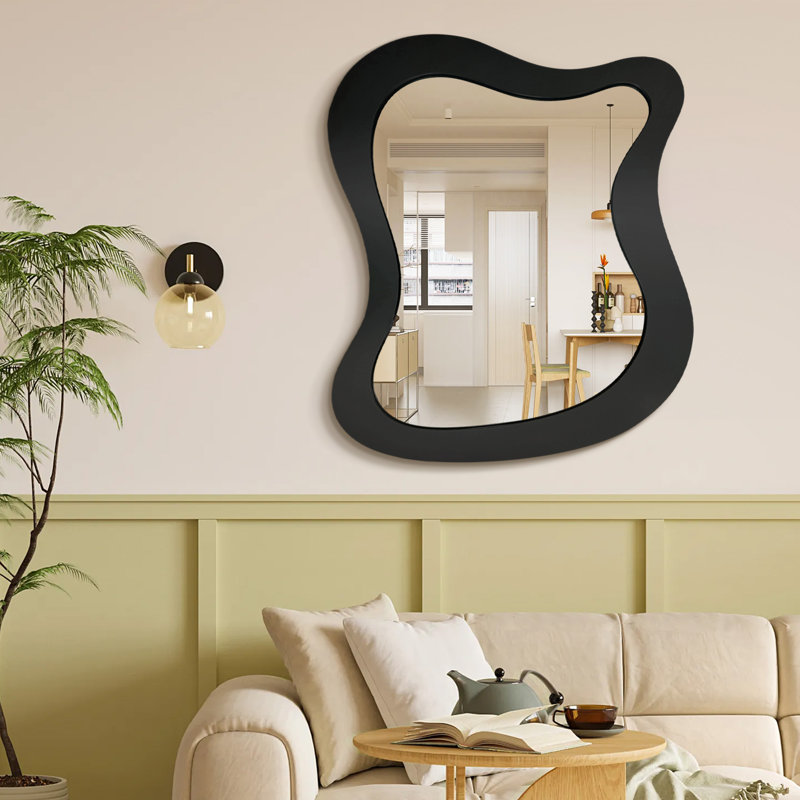Asymmetrical Mirror, 90 cm H x 76 cm W, Black
