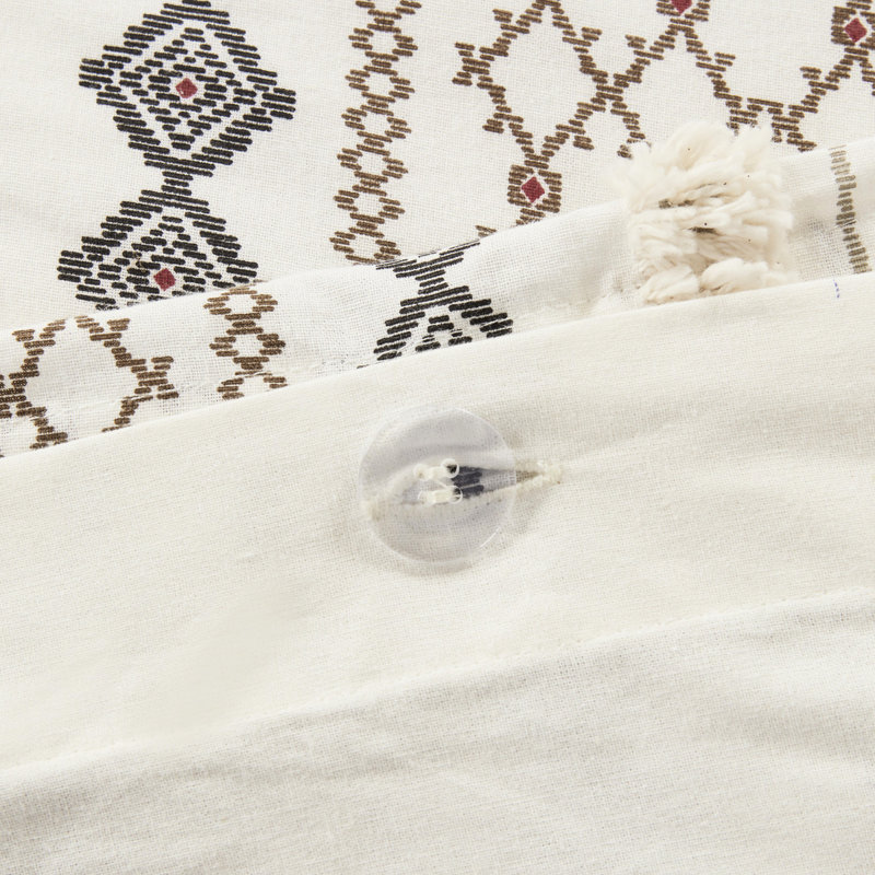 Housse de couette en coton double avec chenille - Motifs géométriques, douillets et agréables, 2 taies décoratives standard incluses chaudes