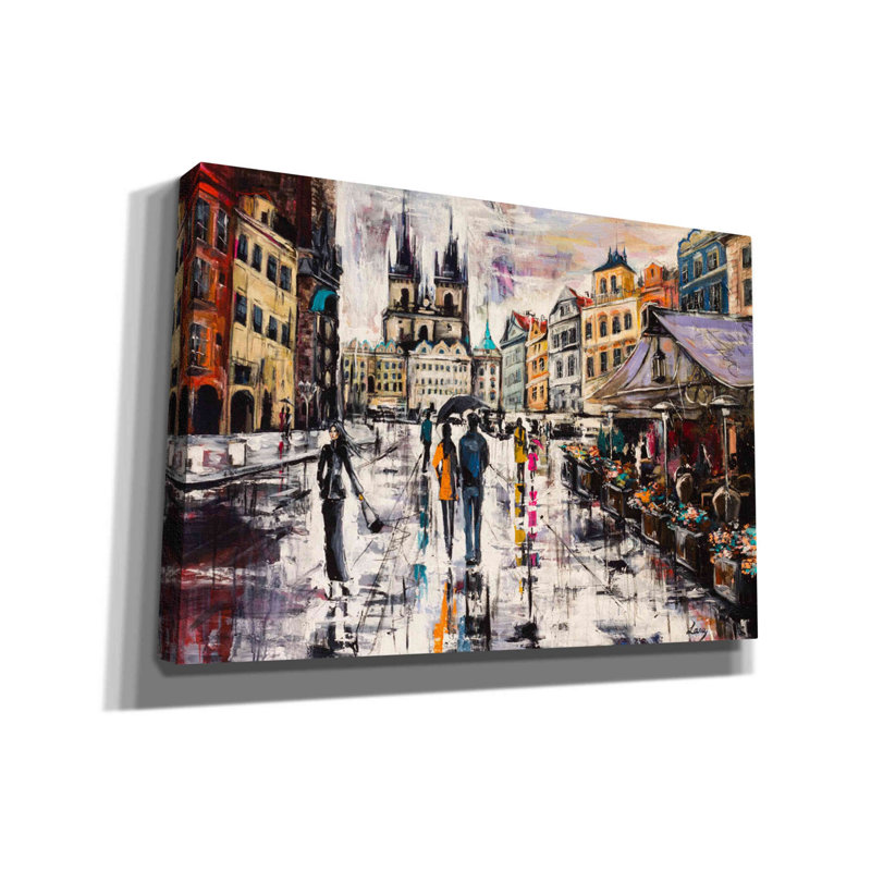 Prague - peinture sur toile tendue, H 18 po x l 26 po x P 0,75 po
