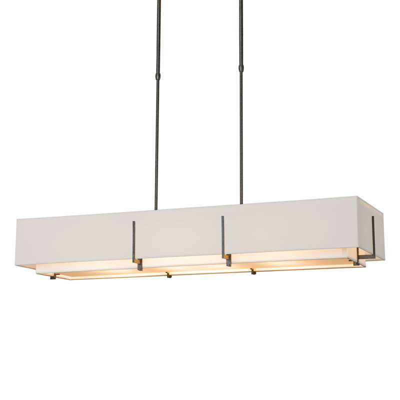Exos 4 - Light Unique/Statement Linear Pendant, Natural Iron, Flax Shade