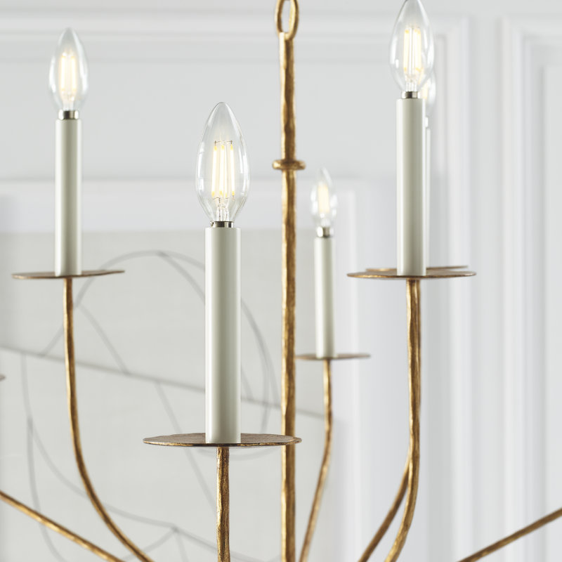 Ian K. Fowler Belfair Large Two-Tier Chandelier, Gilded Iron