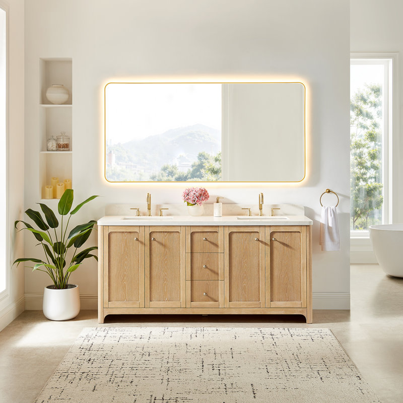 Meuble-lavabo double 72 po en chêne brossé Milner, 72"