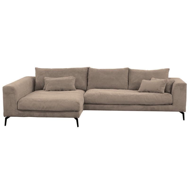 Cahoe Corner Sofa in Cord Fabric, Left Hand Facing, Corduroy, Latte