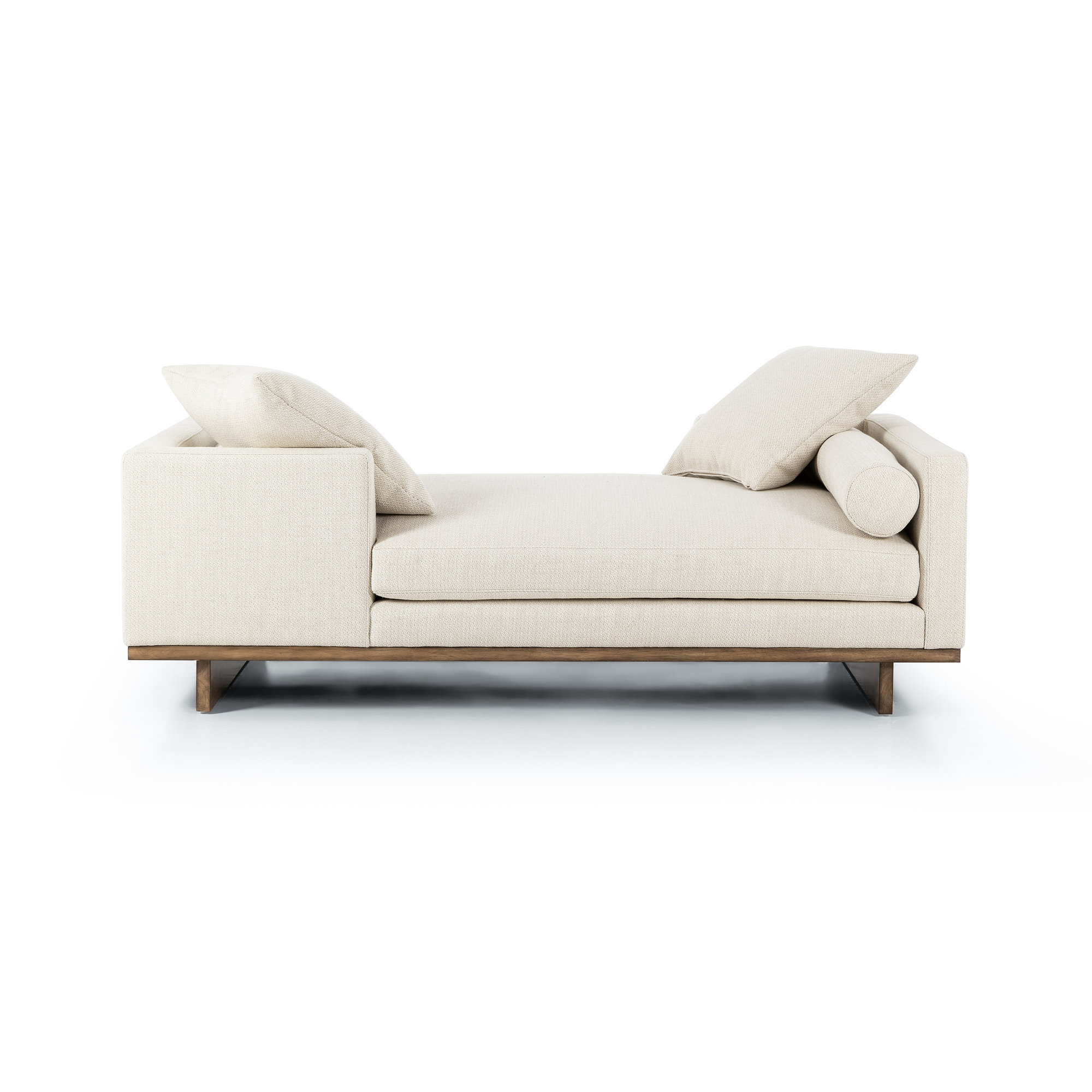 Livy Upholstered Chaise Lounge, Ivory Polyester Blend
