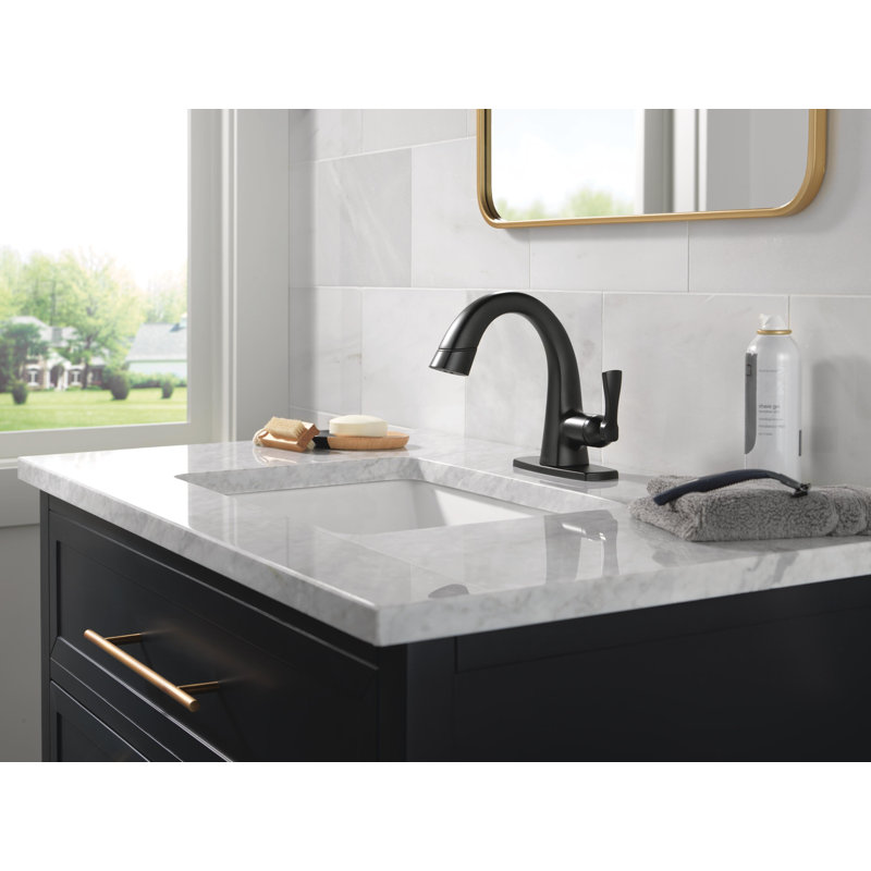 Stryke Single Hole Pull Out Sprayer Bathroom Faucet, Single Handle Bathroom Sink Faucet, Matte Black