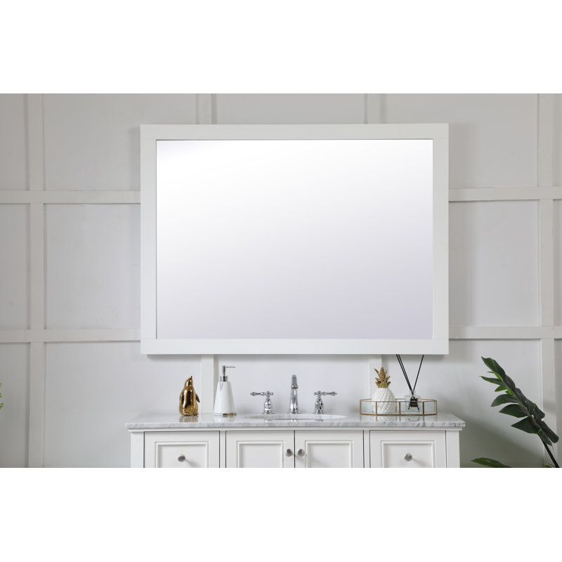 Metcalfe Solid And Engineered Wood Flat Wall Mirror, 36" x 48" , White