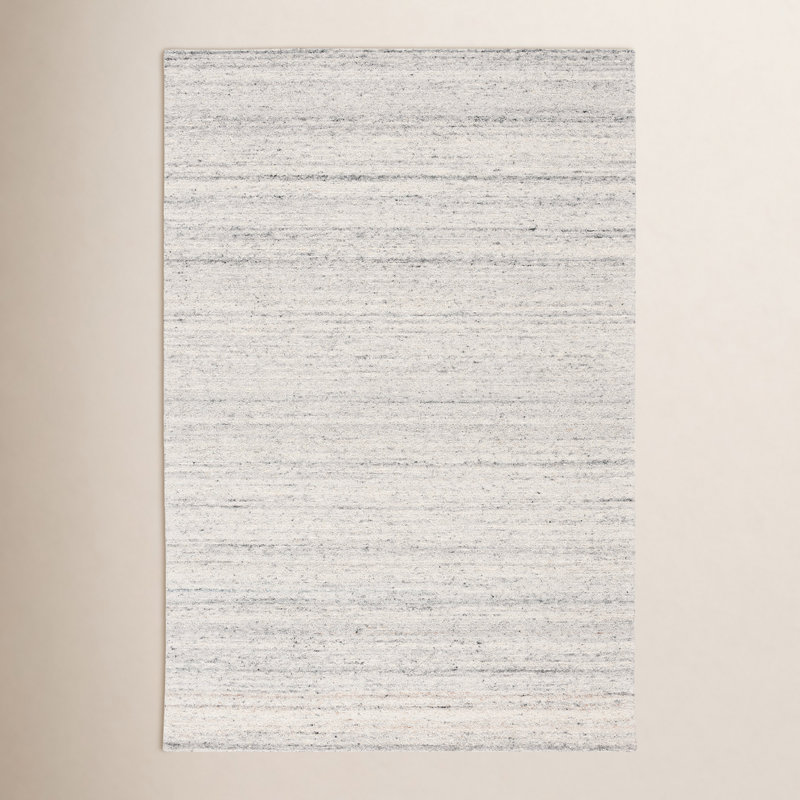 Ronna Lanny Striped Hand Woven Flatweave Wool/Cotton Area Rug in Gray, Rectangle 8' x 10'