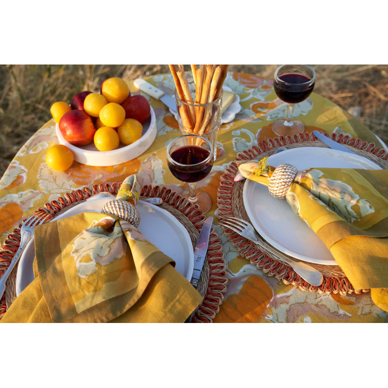 Fleta 100% Cotton Square Napkin, Orange-Yellow