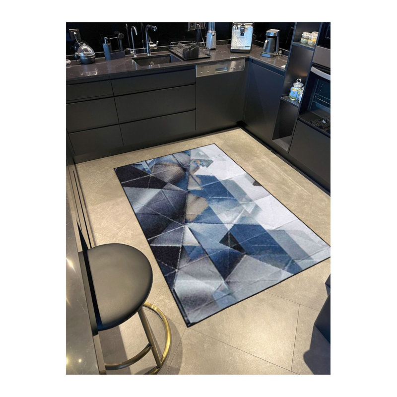 Triangular Themed Woven Base Washable Rug, Runner 2'6" x 6'7" Rug Pad Included