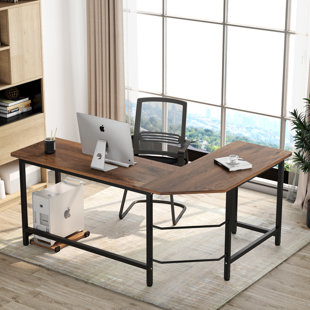 Azharia L-Shaped Metal Base Computer Desk
