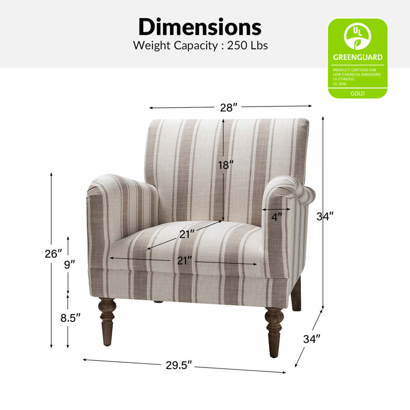 Fauteuil Ariana l 29,5 po Farmhouse, 100% polyester brun clair