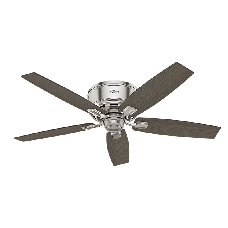 52" Brushed Nickel Low Profile Ceiling Fan with LED Light