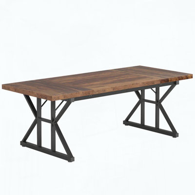 Farmhouse Dining Table with X-Shaped Trestle Base
