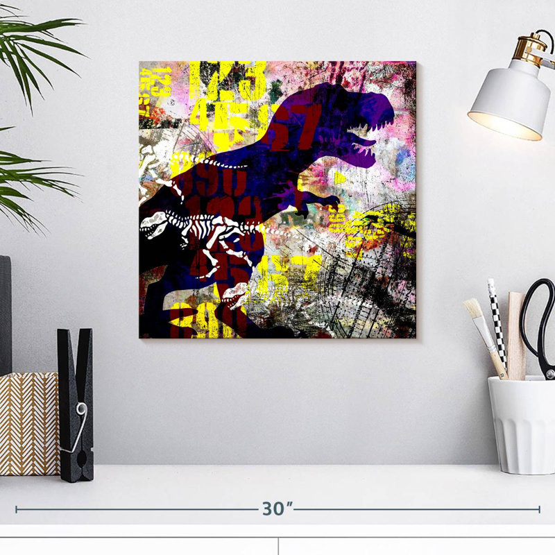 Crowle Painted Dino II Grunge, 16" H x 16" W