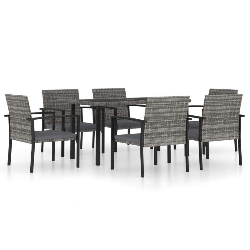 Jantz Rectangular 6 - Person Dining Set with Cushions, Gray, Gray, 27.6" W x 55.1" L x 28.7" H