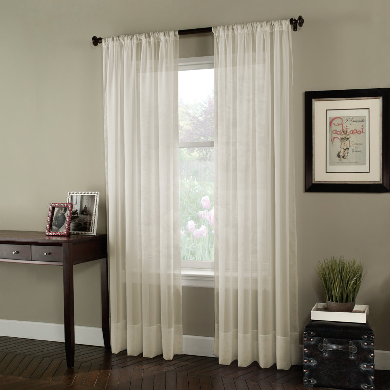 Curtainworks Soho Voile Pole Top, Winter White, 59" W x 144" L