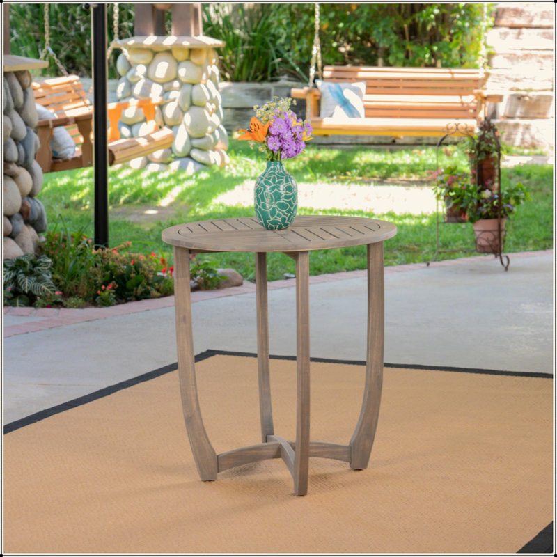 Charming Rustic Circular Wood Table For Outdoor Enjoyment And Decoration