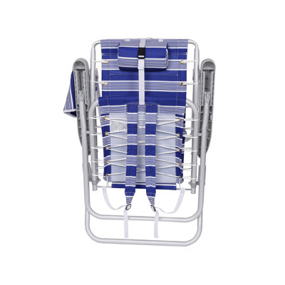 Ultimate Heavy Duty High Seat Aluminum Folding Backpack Beach Chair for Adults | Lay Flat, 5 Reclining Positions | Removable Insulated Cooler Pouch | 300 lbs Weight Capacity