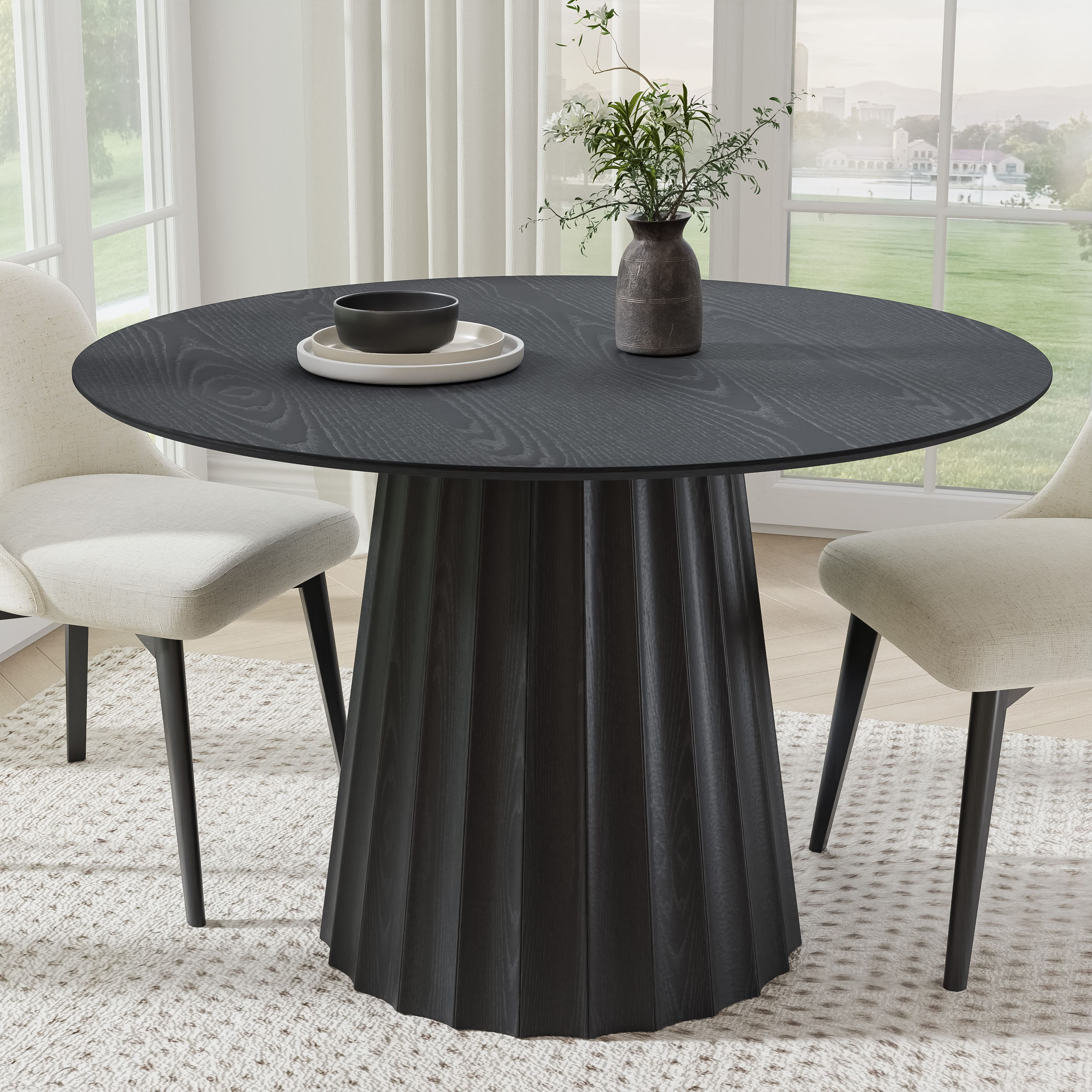 Latitude Run® Solid Wood Dining Table Round Pedestal Kitchen Table ...