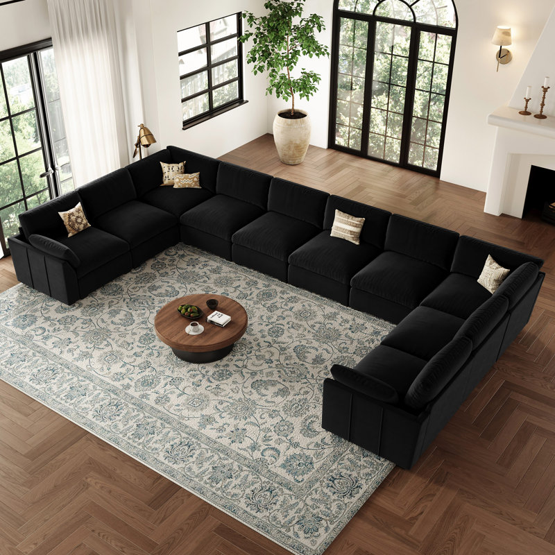 Canapé modulaire Knaack, Velours noir