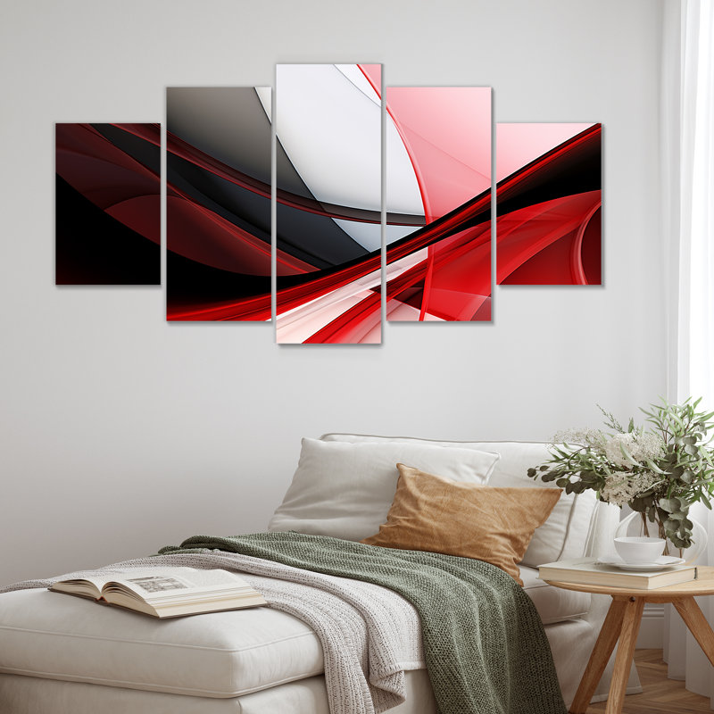 Ensemble d'art mural abstrait 5 vagues, H 32 po x l 60 po
