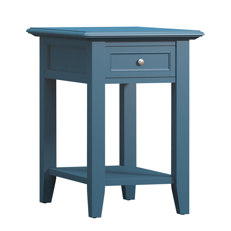 End Table with Power Outlet, Blue Steel