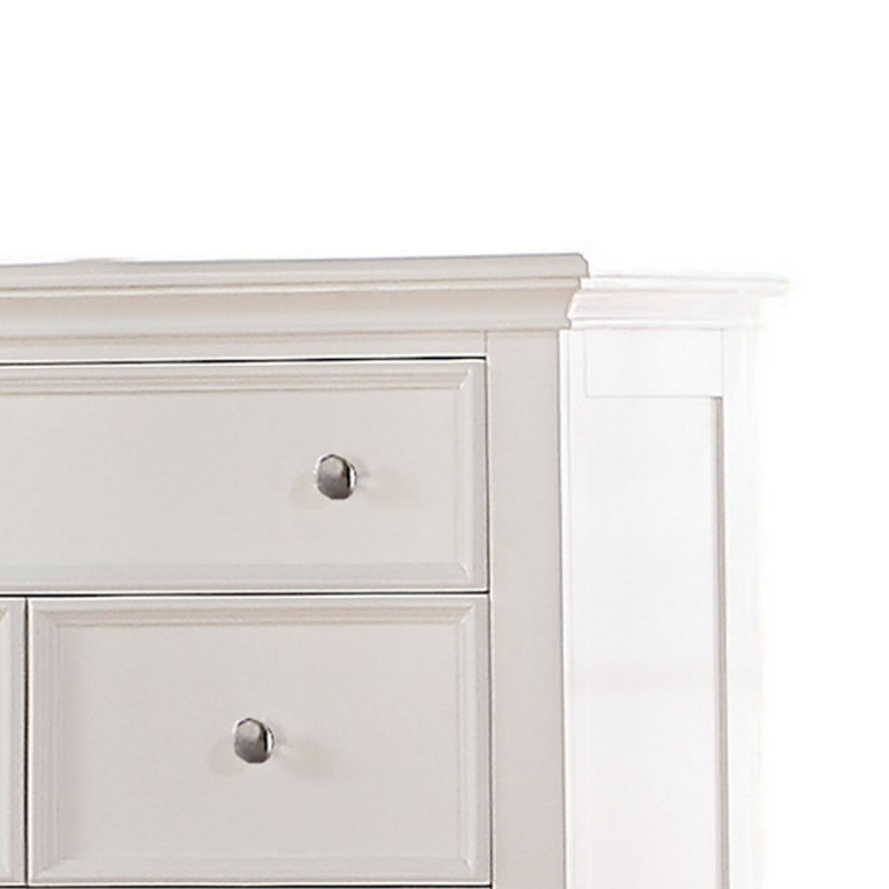 Commode 5 tiroirs Huriel, Blanc
