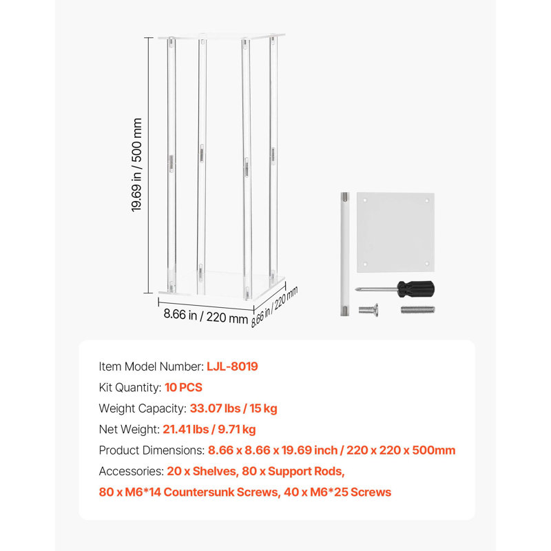 Présentoir de mariage, support à fleurs colonne 10PCS 19,69 pouces, supports floraux avec stratifié acrylique, support floral cylindrique cubique pour mariage, fête, anniversaire, maison, centre de table