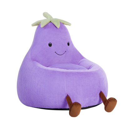 Fauteuil pouf inclinable en fausse fourrure violette de 76 cm