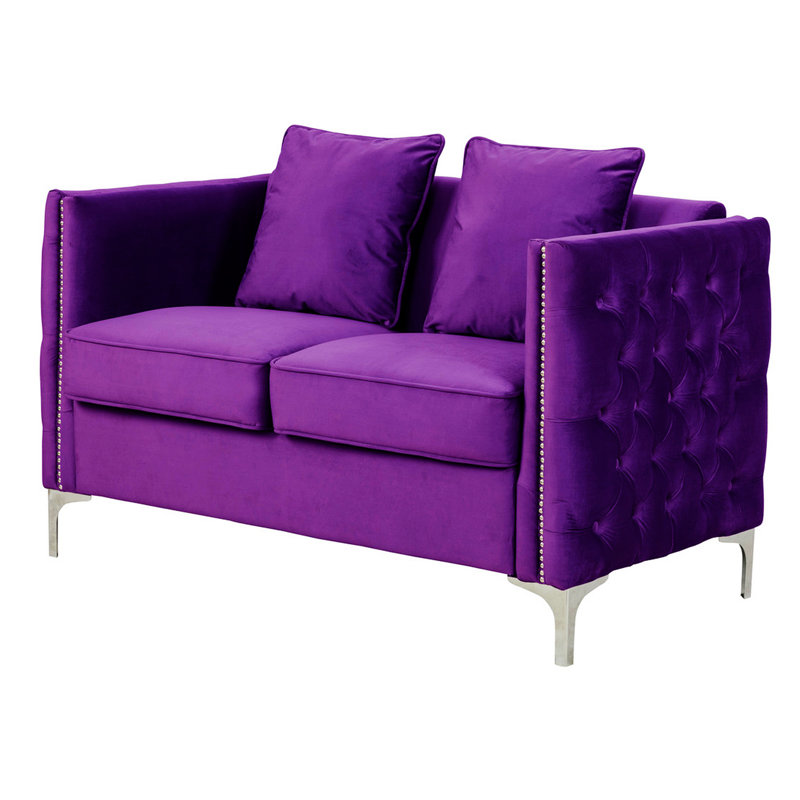 Causeuse en velours 73,07 po Pernie, Velours mauve
