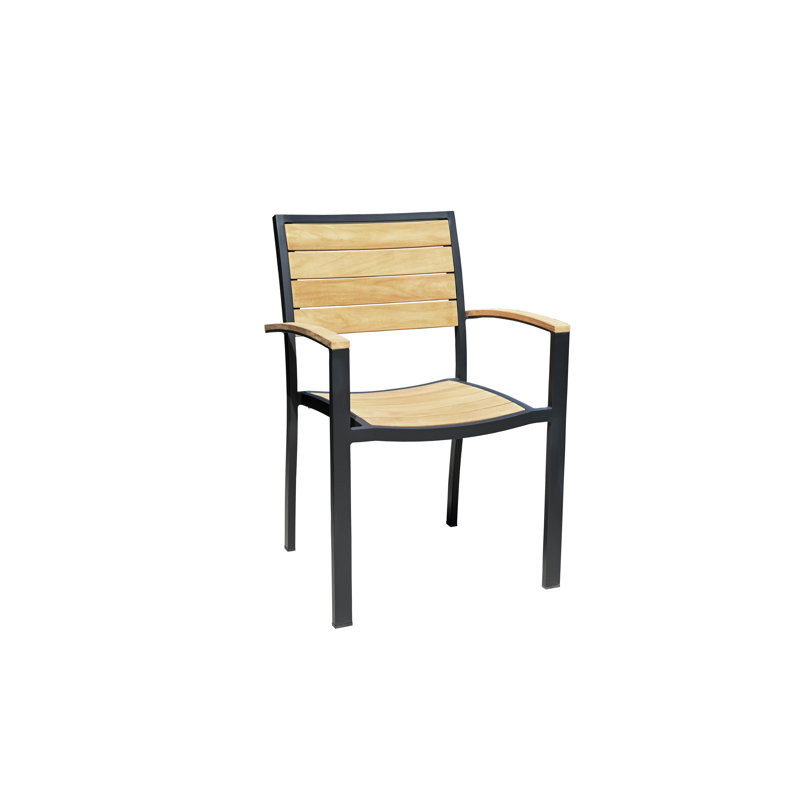 SoHo Teak Aluminum Outdoor Stacking Armchair, Black