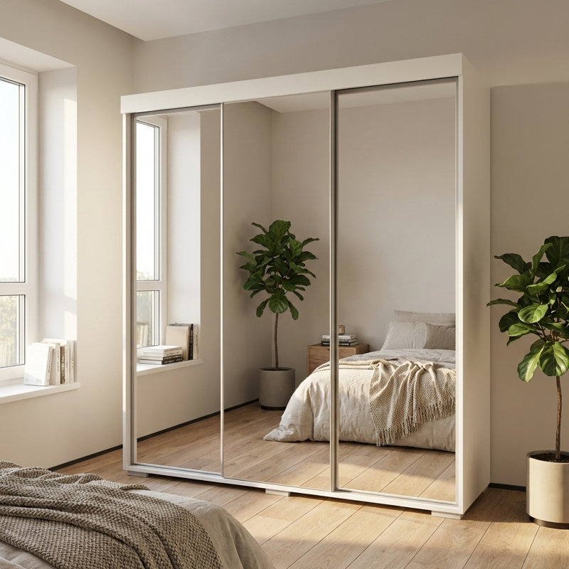 Armoire blanche 71 "avec miroir Aria, Blanc