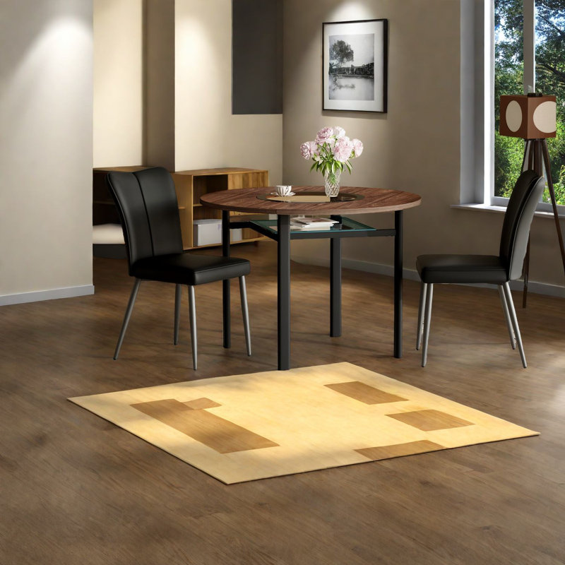 Ensemble de table de salle à manger moderne avec rangement, grain de bois et verre à thé pour la maison