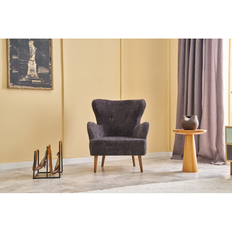Fauteuil à oreilles, Mélange de polyester gris foncé Nampreet
