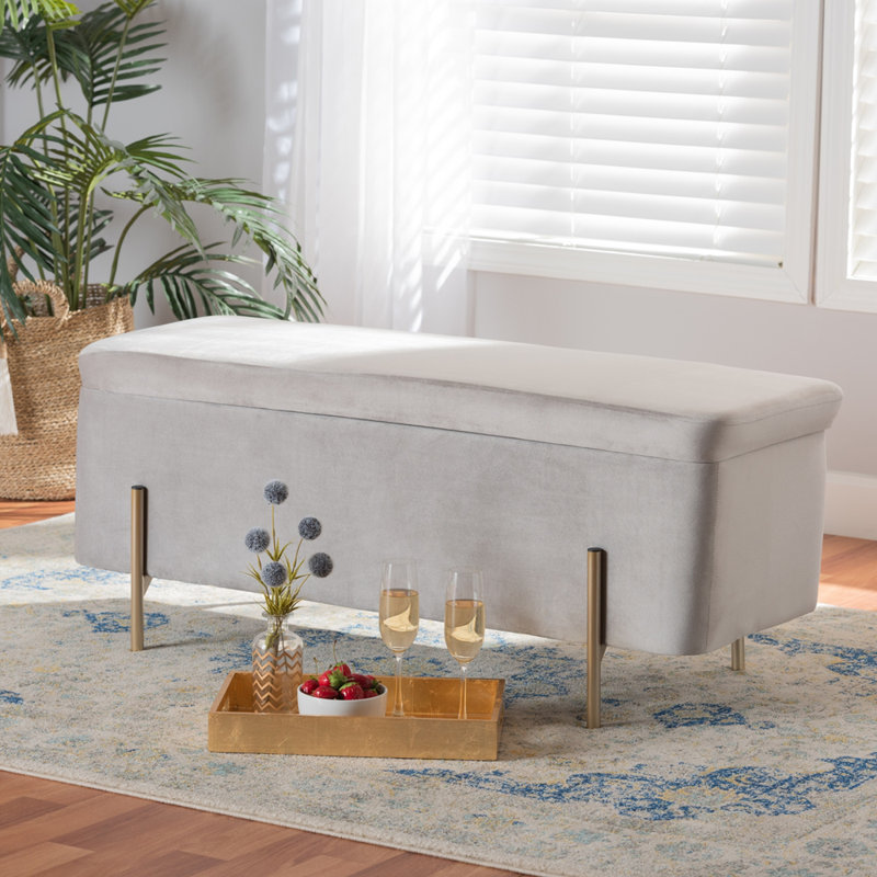 Molto Upholstered Storage Bench, Gray Velvet