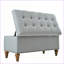 Banc de rangement repose-pieds avec charnière encastrée Bordure de rivet - Gris clair pour chambre à coucher / salon | Noyer brun | Bois-1143796735