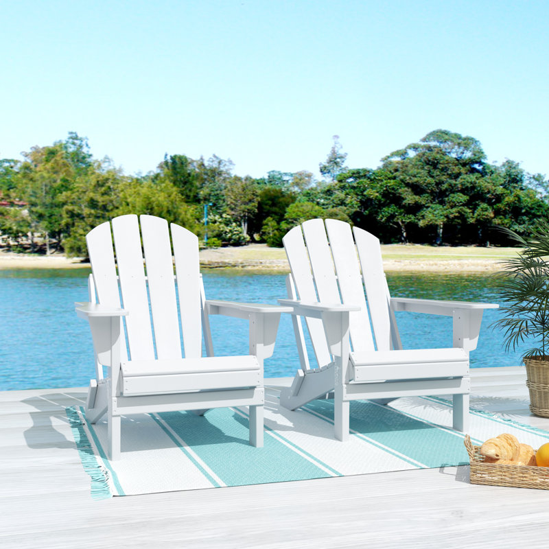 Laguna Foldable Outdoor Adirondack Set, White