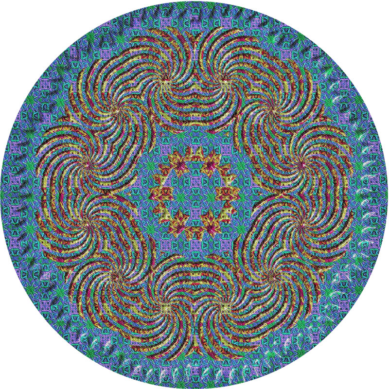 Tapis décoratif bleu, Rond 5 pi