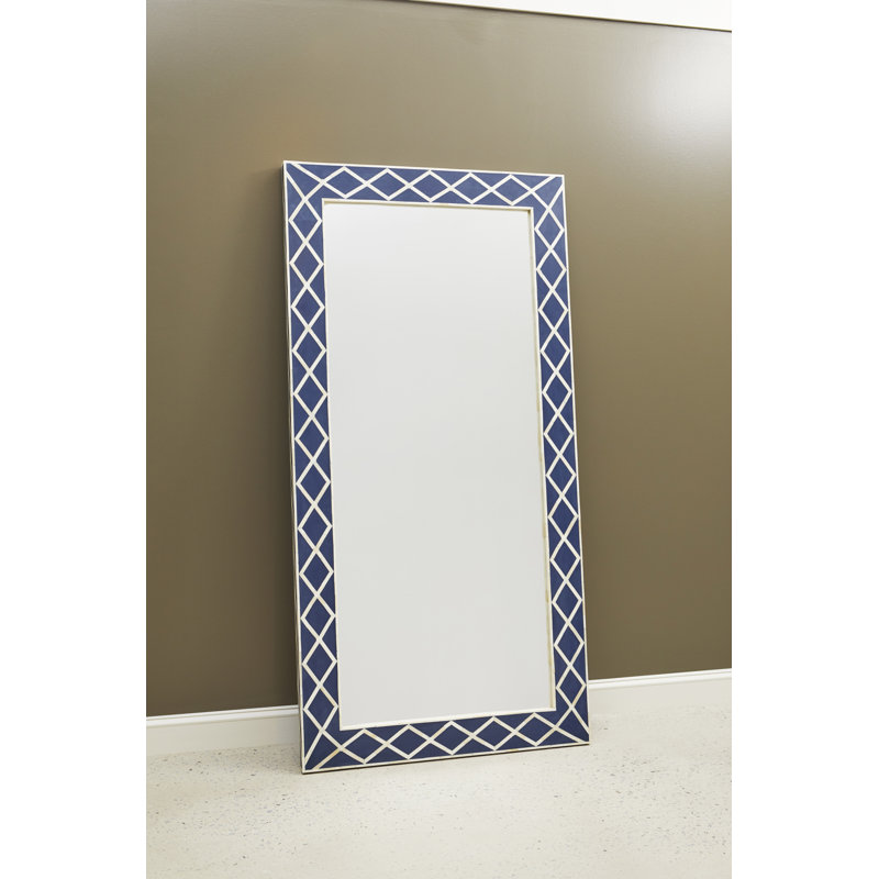 Navy Blue and Cream Full Length Freestanding Wood Mirror